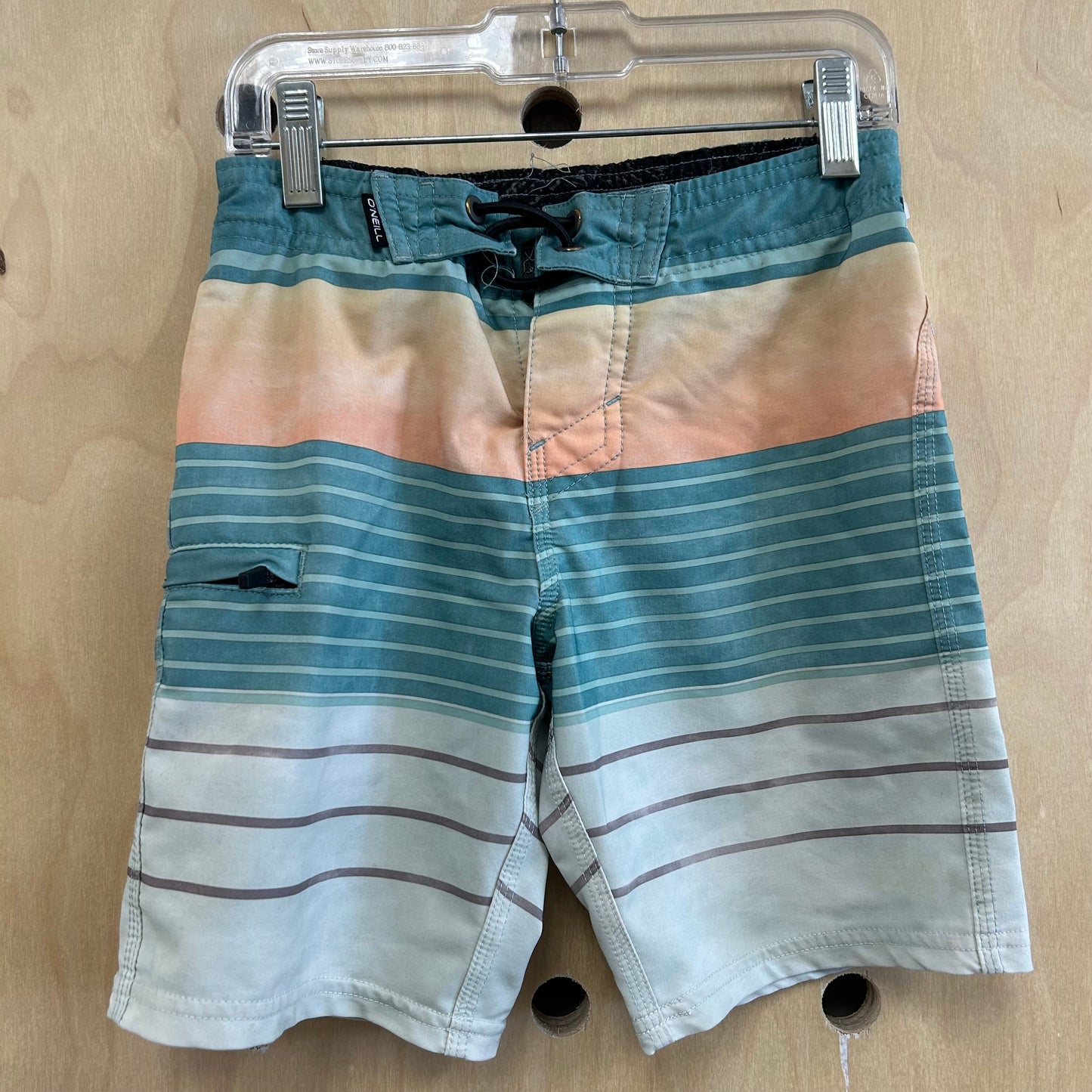 Green Striped Board Shorts