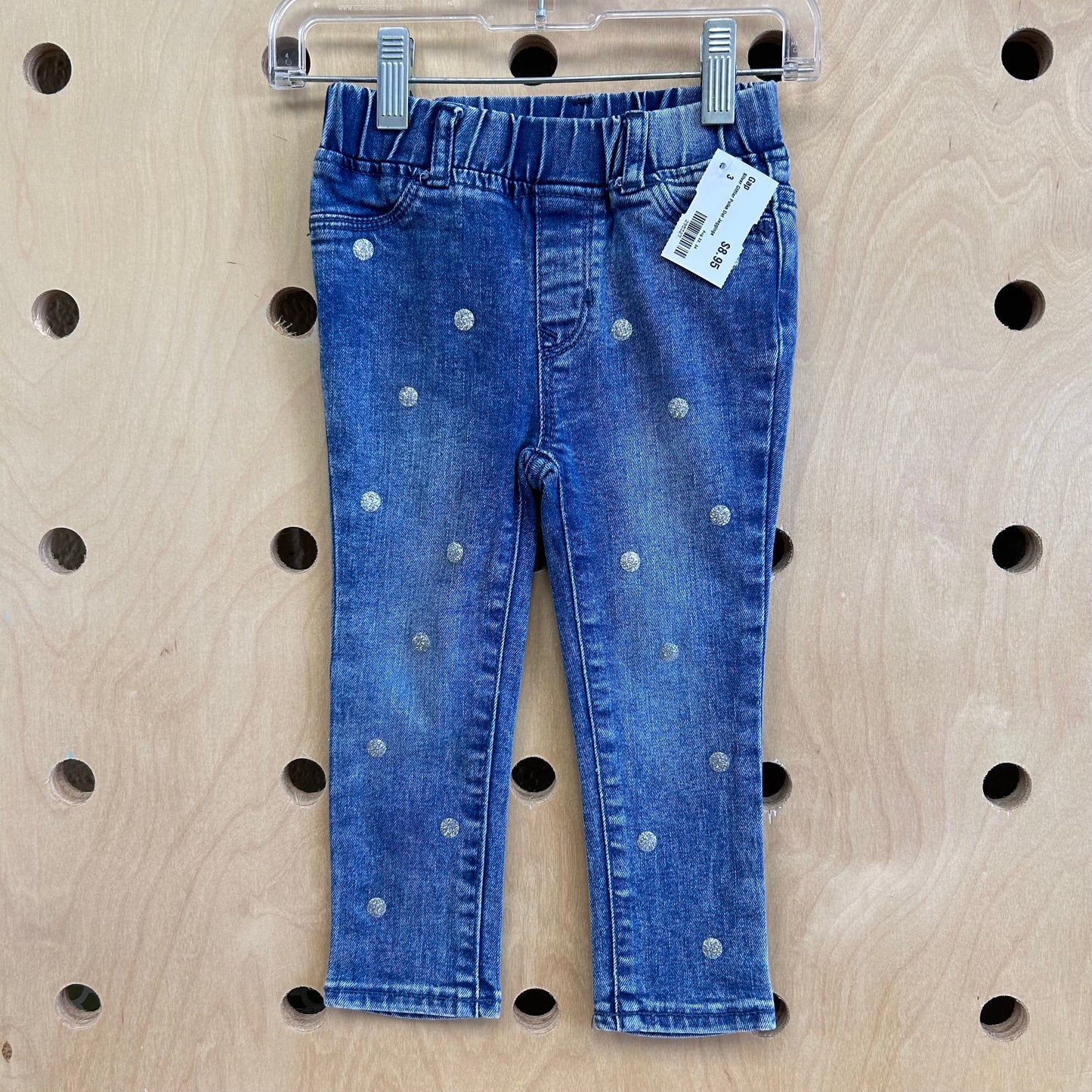 Silver Glitter Polka Dot Jeggings