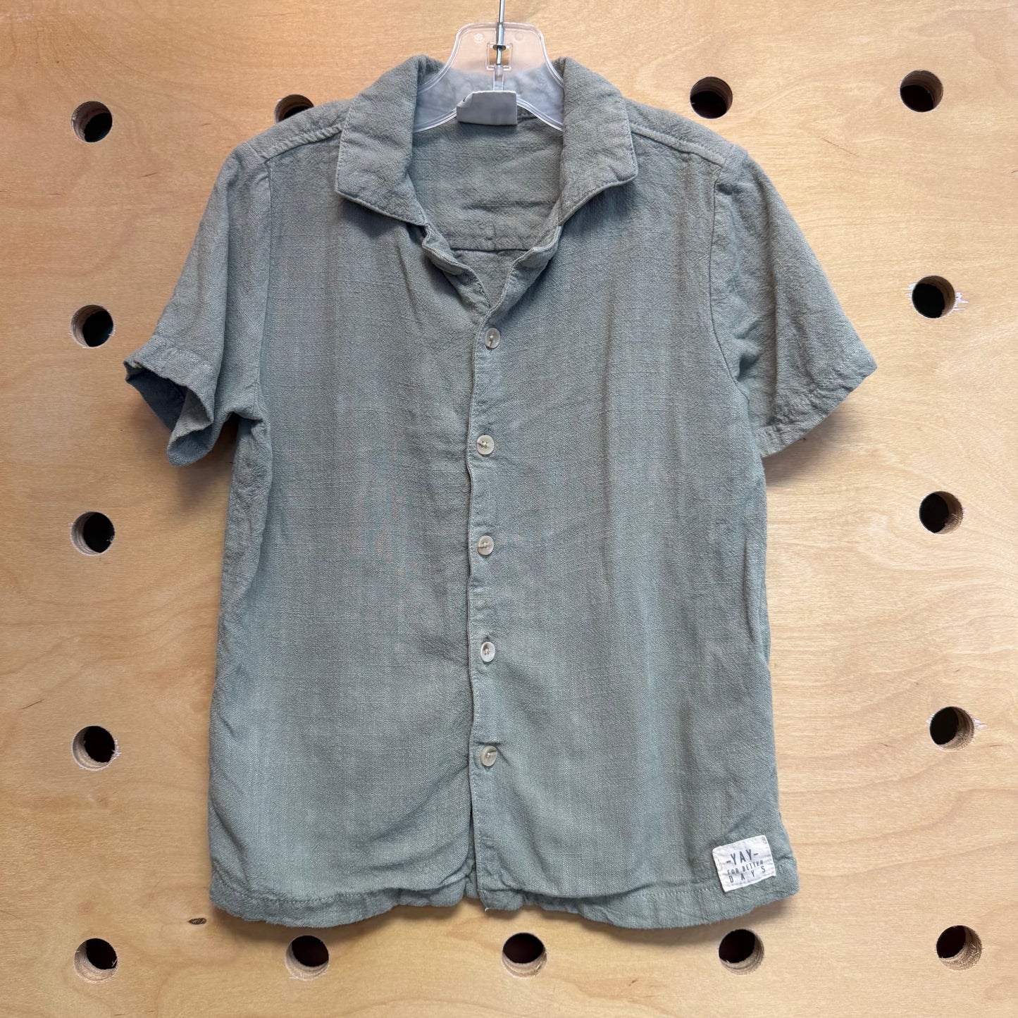 Green Linen Blend Button Up