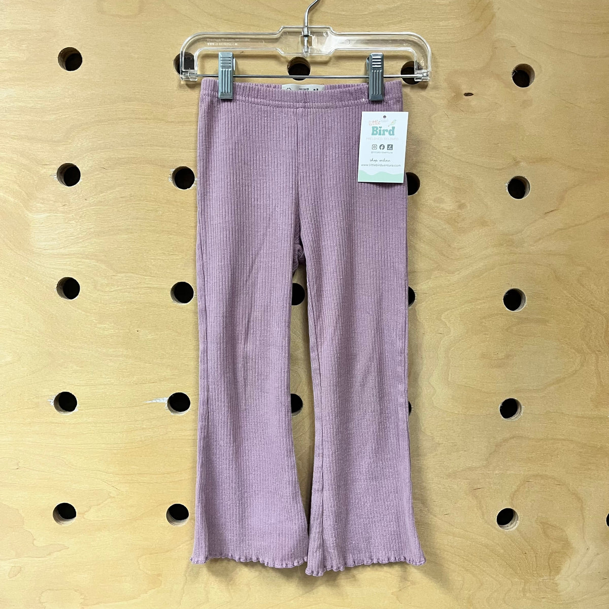 Purple Ribbed Lettuce Hem Leggings