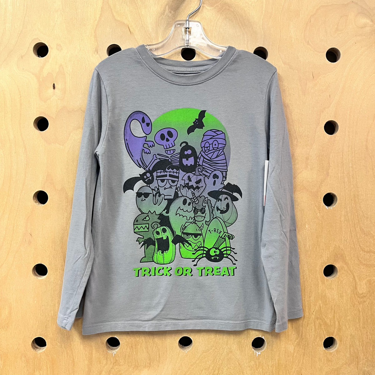 Grey Trick Or Treat LS Tee