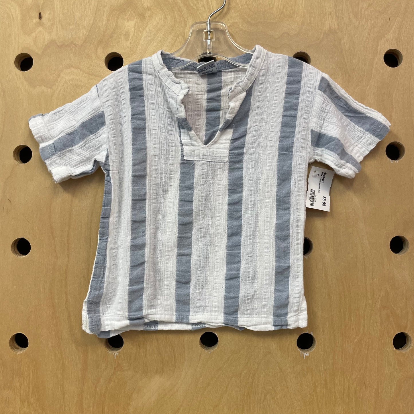 White + Blue Textured Shirt