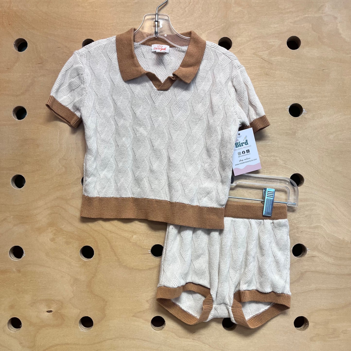 Brown/Cream Textured Knit Outfit