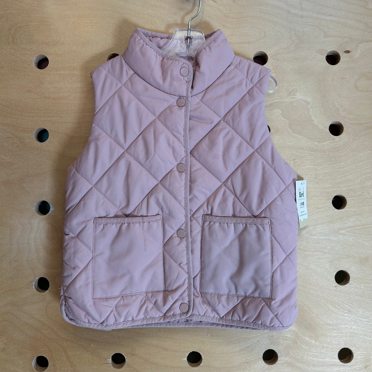 Pink Quilted Snap Vest