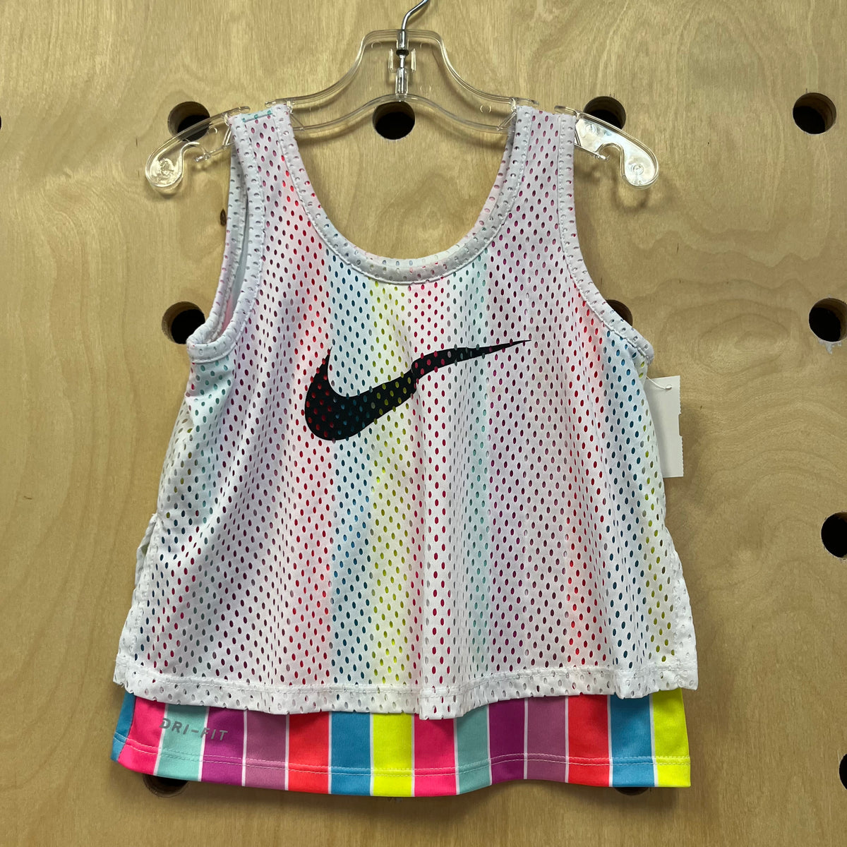 White & Rainbow Jersey Active Tank