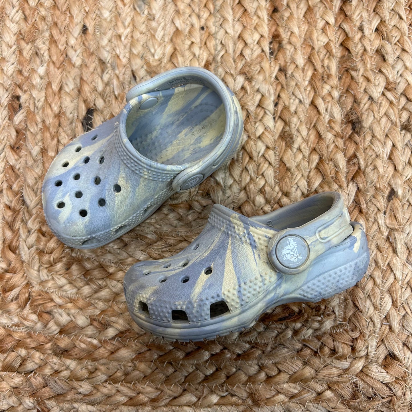 Beige & Blue Marble Crocs