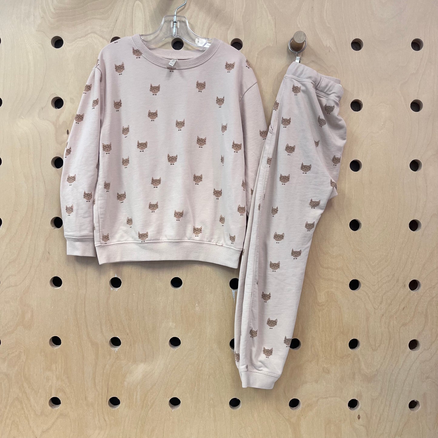 Beige Nerd Kitty French Terry Outfit
