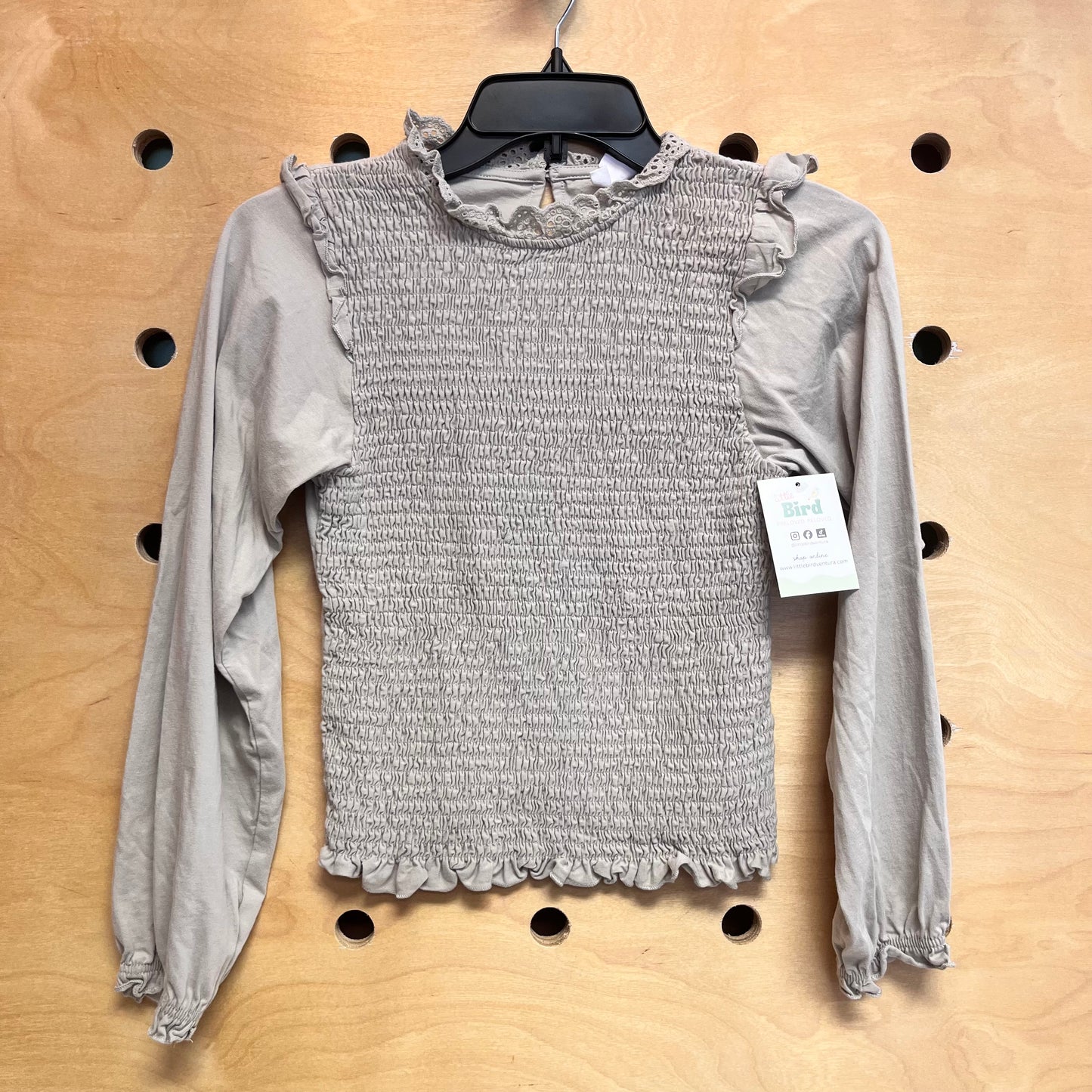 Greige Smocked Long Sleeve