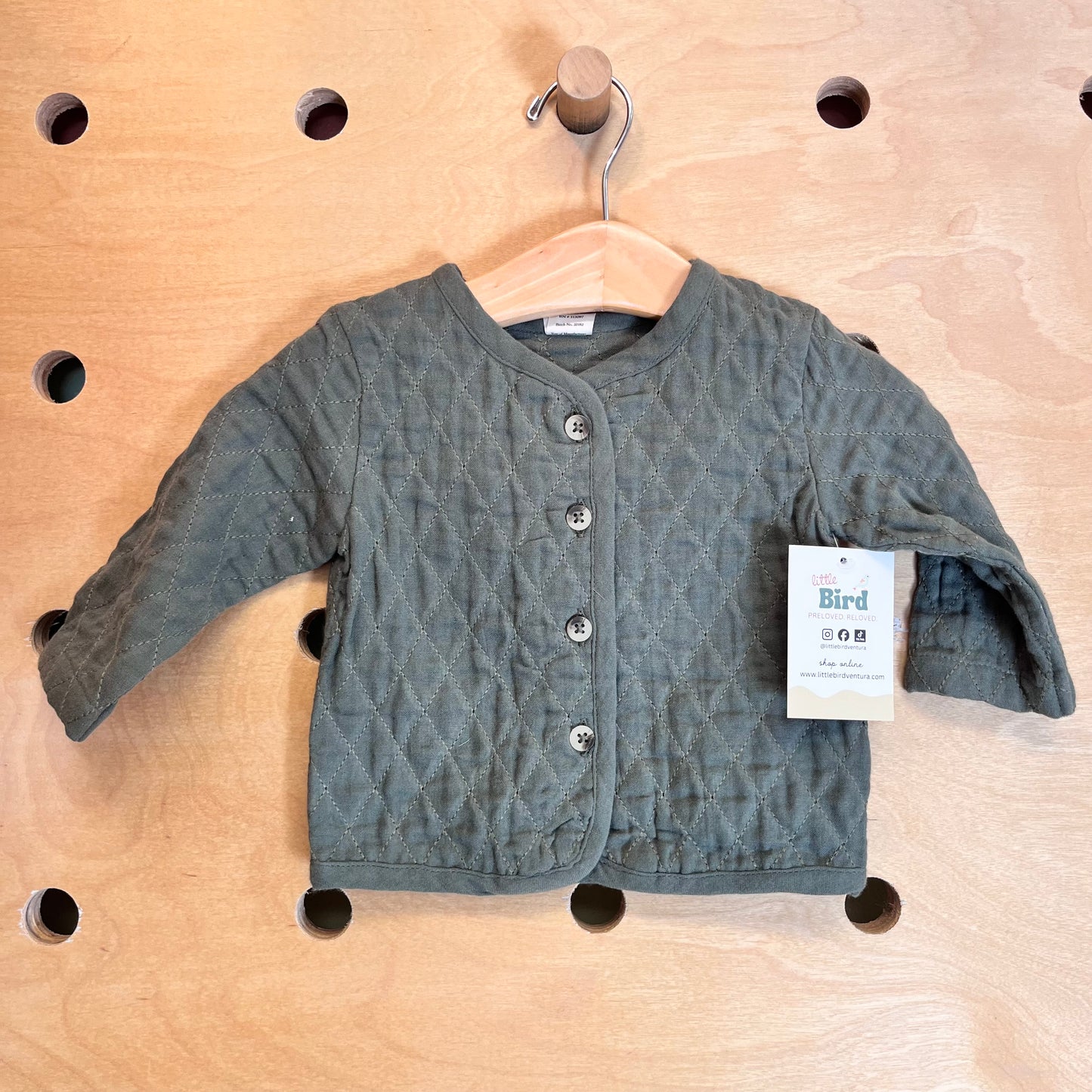 Olive Organic Quilted Button LS NEW!