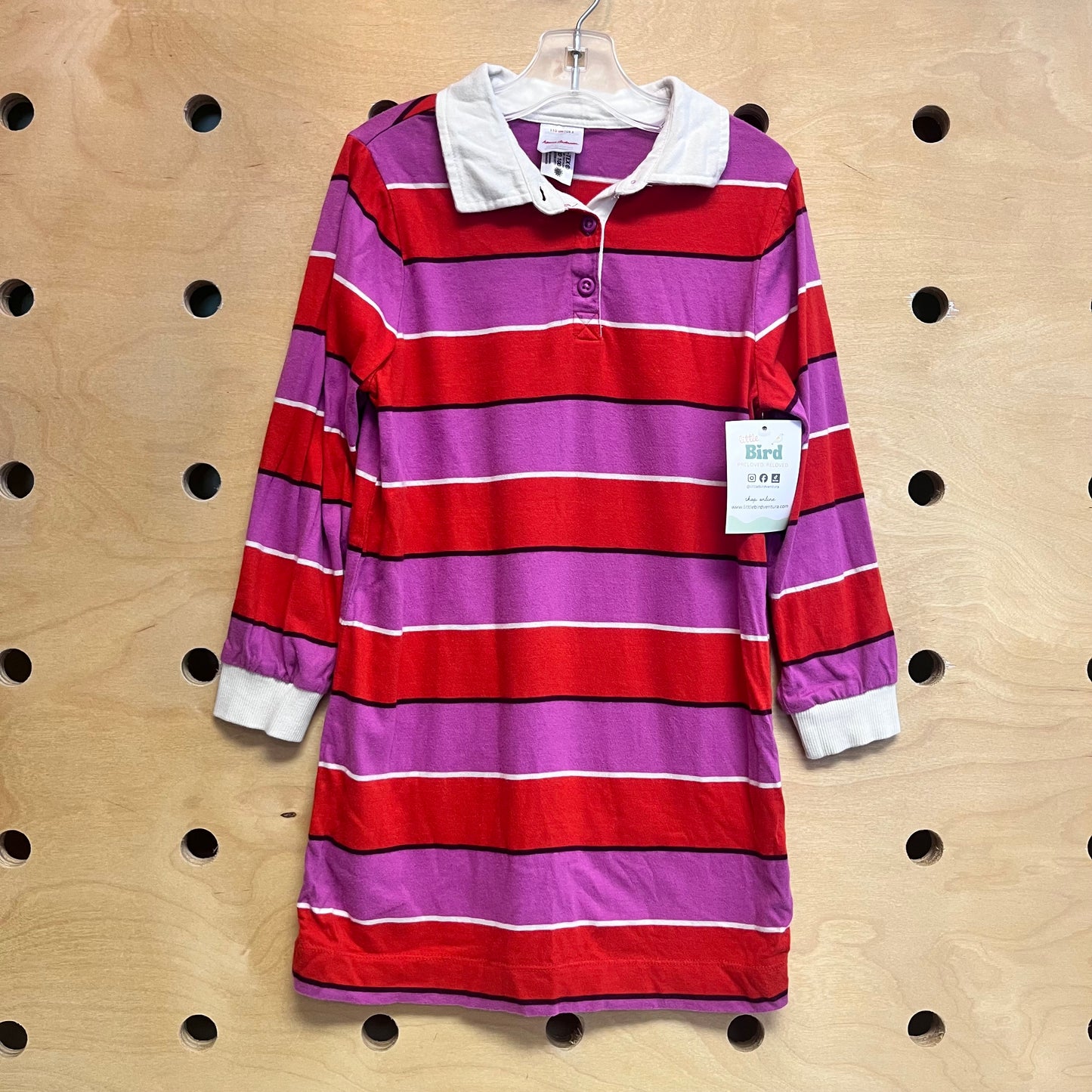Purple/Red Striped Collar Dress