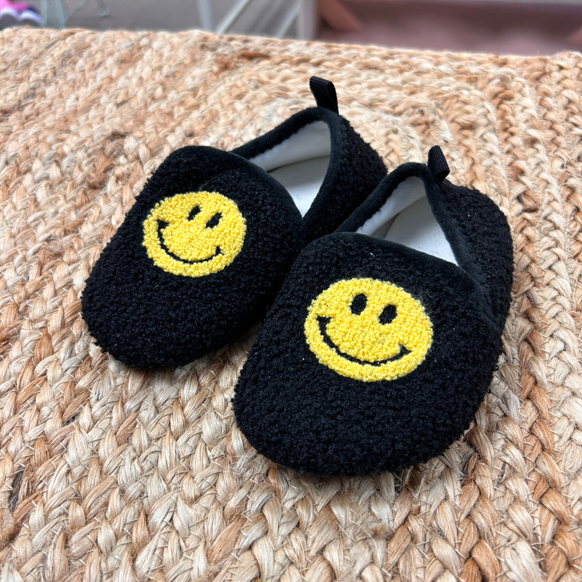 Black Happy Face Slippers