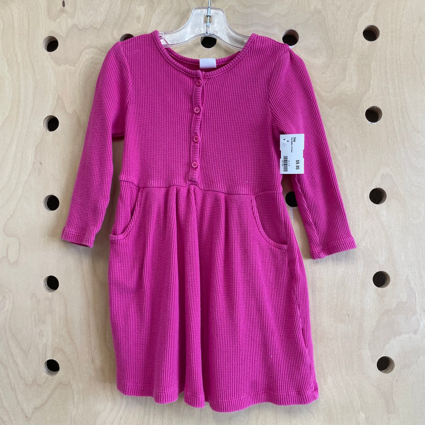 Pink Waffle LS Dress