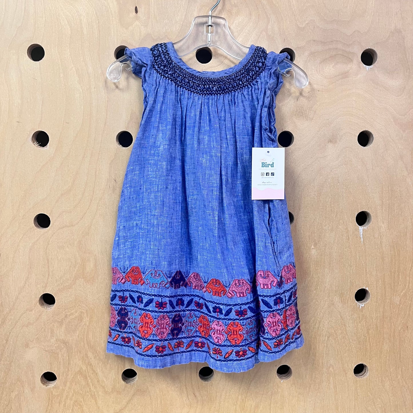 Embroidered Chambray Dress