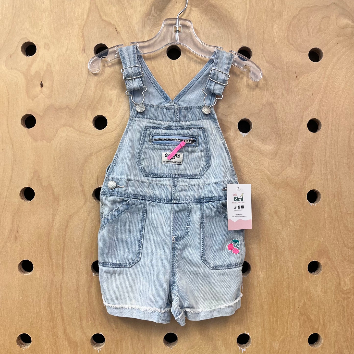 Lightwash Cherries Denim Shortalls