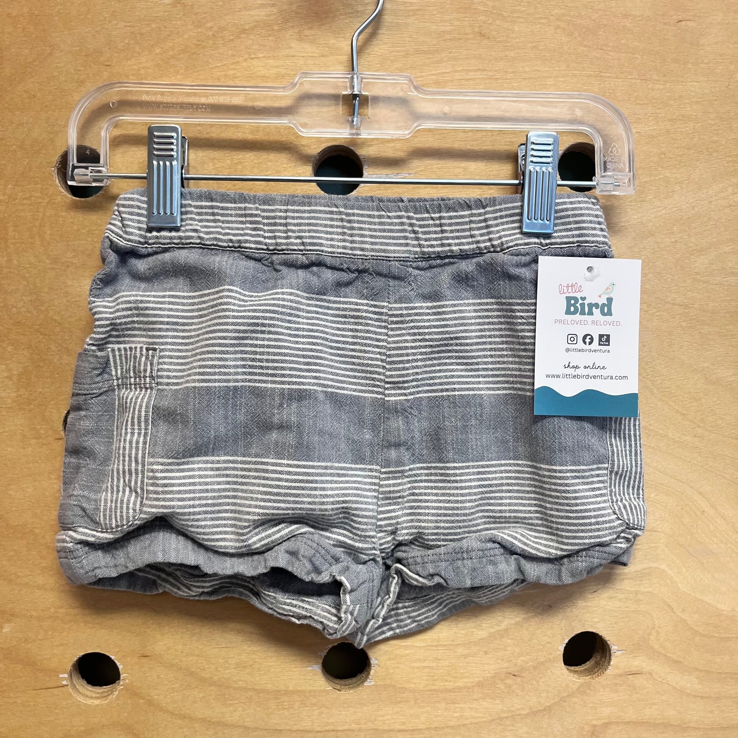 Organic Blue Striped Pull On Shorts