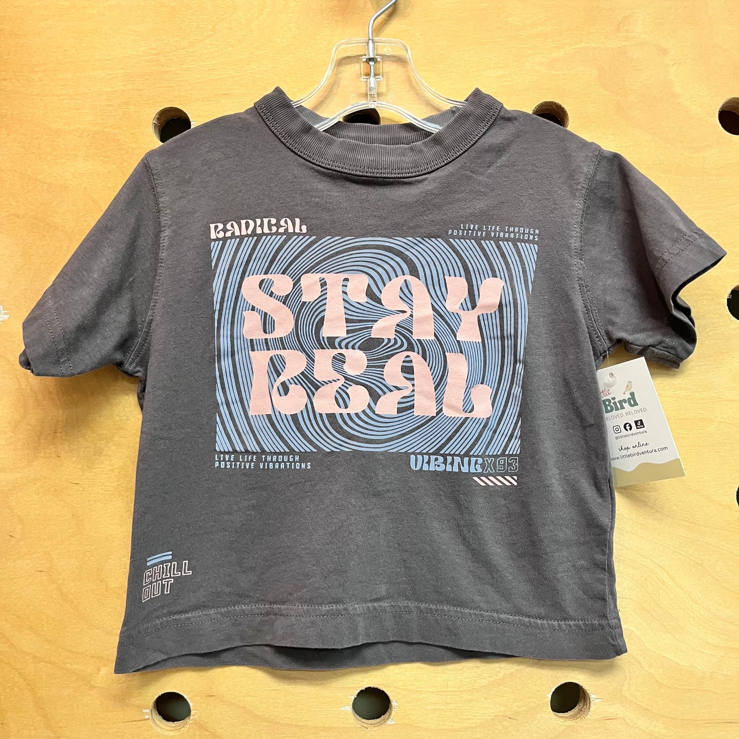 Grey/Pink 'Stay Real' Tee