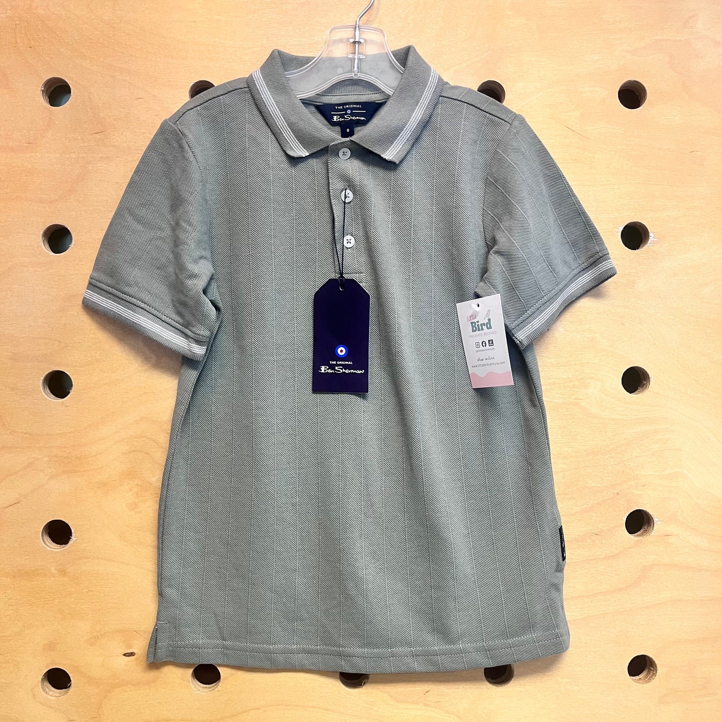 Green Striped Henley Tee NEW!!