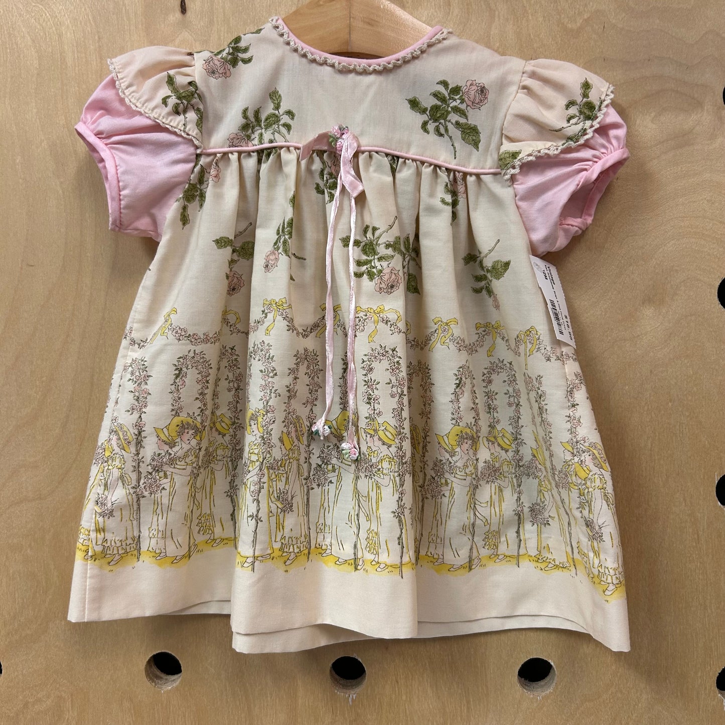 Kate Greenaway Beige & Pink Floral Dress