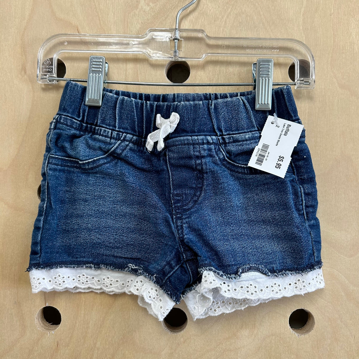 Lace Trim Denim Shorts