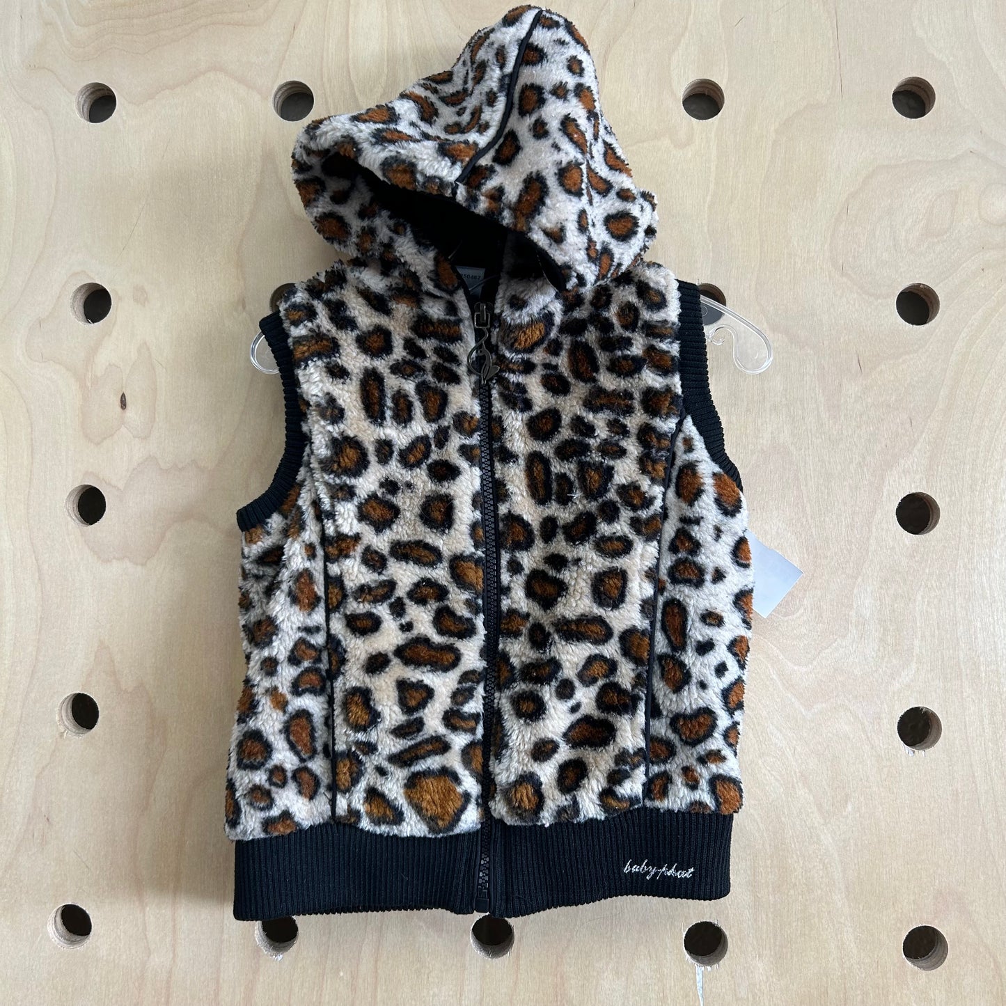 Fuzzy Leopard Hoodie Vest