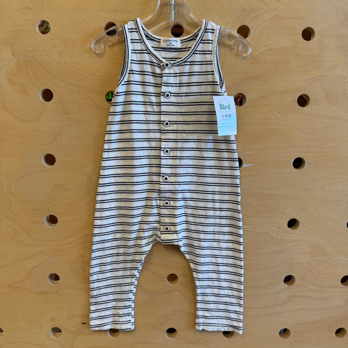 Cream/Black Striped Button Romper