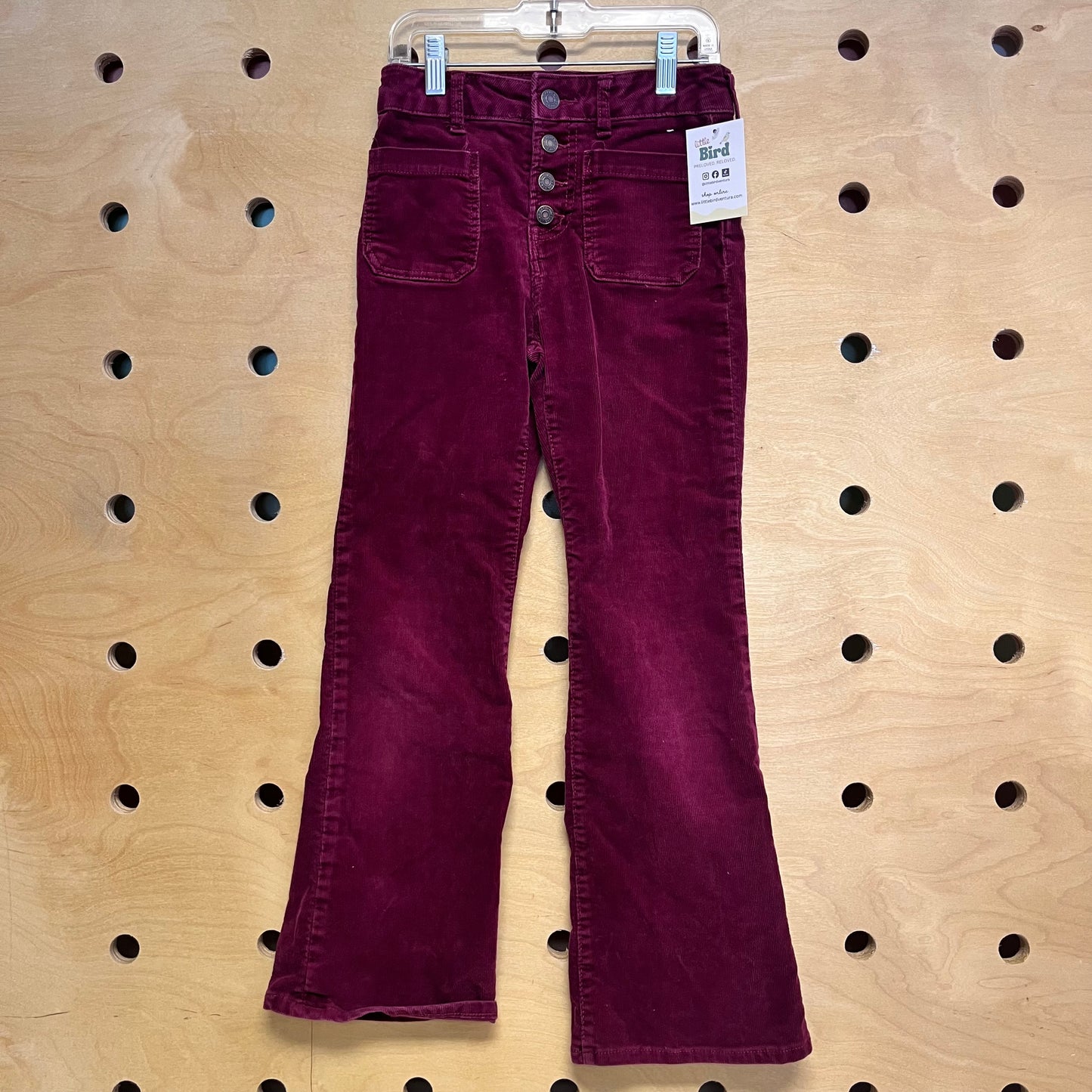 Maroon Cord 70's Flare High Rise Pants