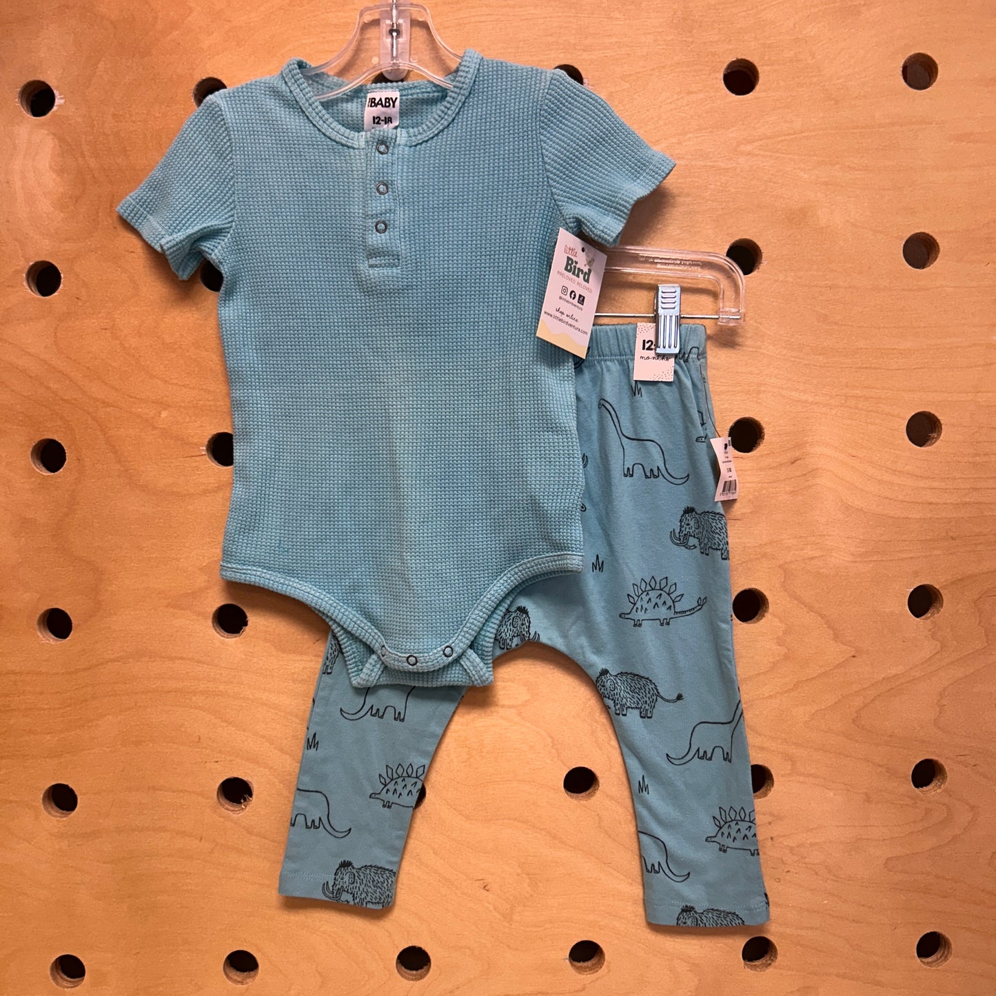 Blue Waffle Knit Dino Outfit NEW!