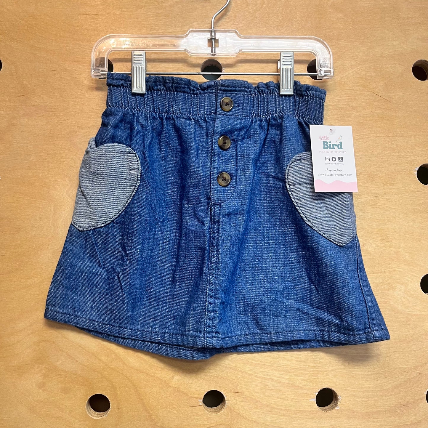 Soft Denim Heart Pocket Skirt