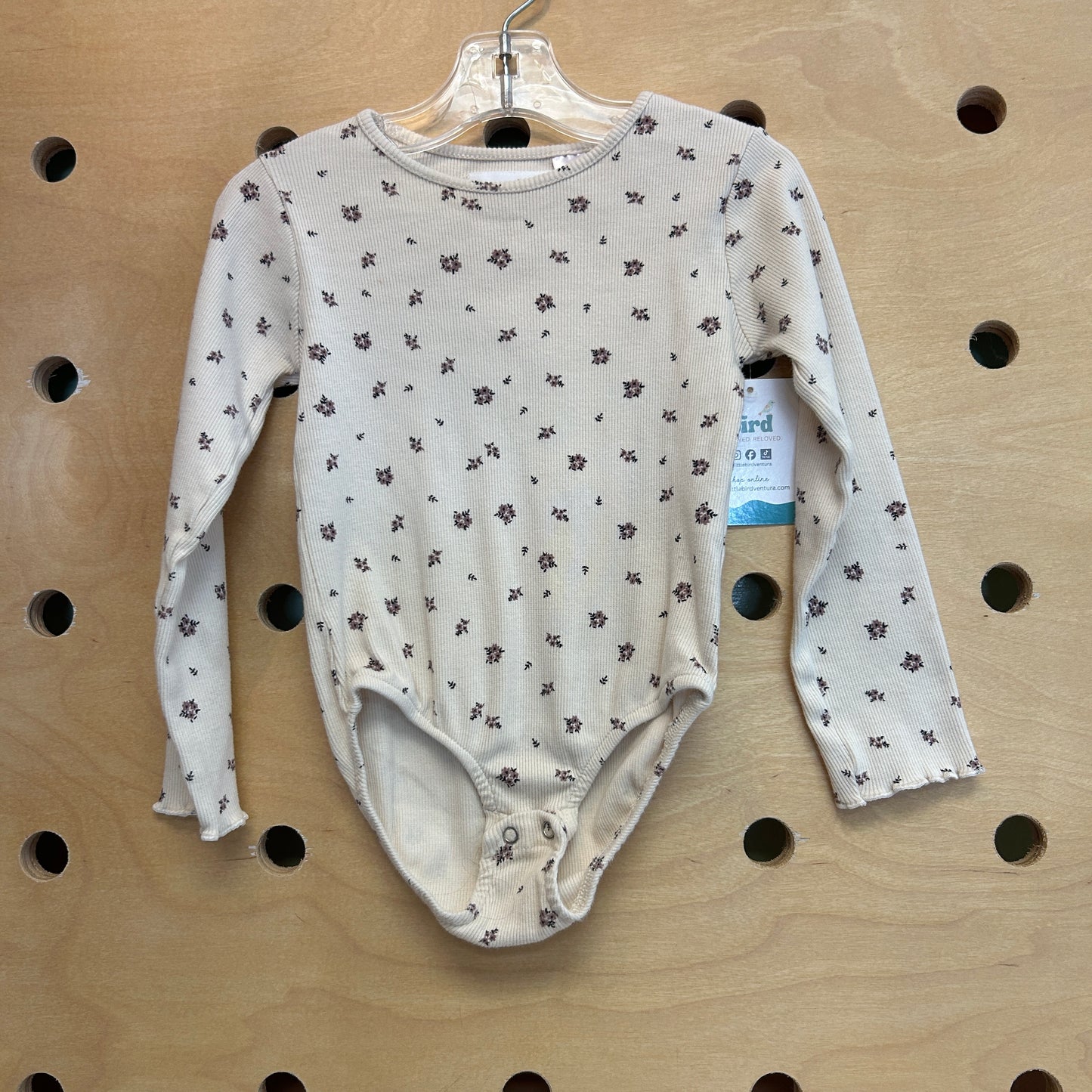 White/Purple Floral Ribbed Bodysuit