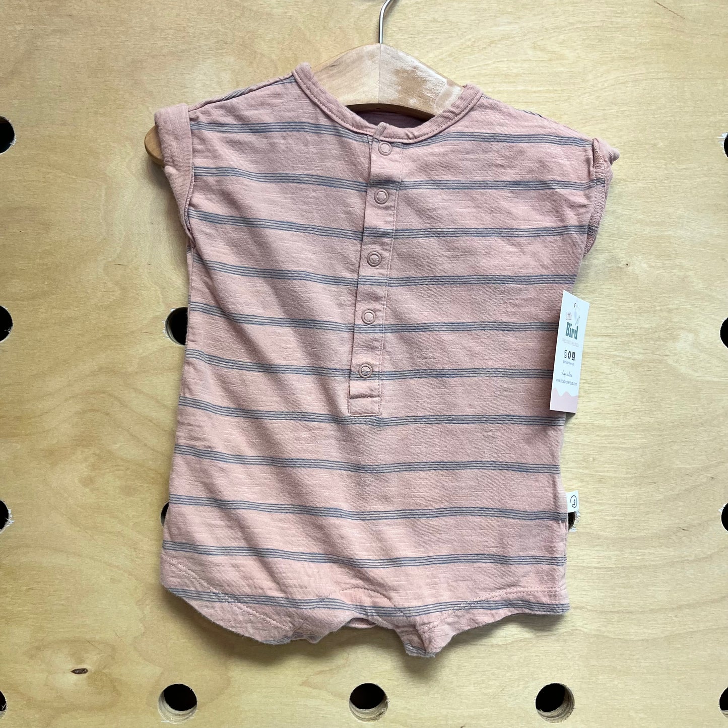 Organic Peach/Grey Striped Romper