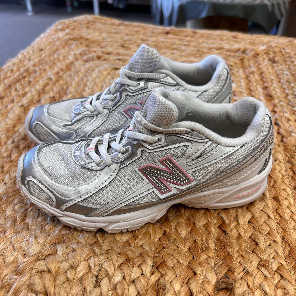 Silver White & Pink 740 Sneakers