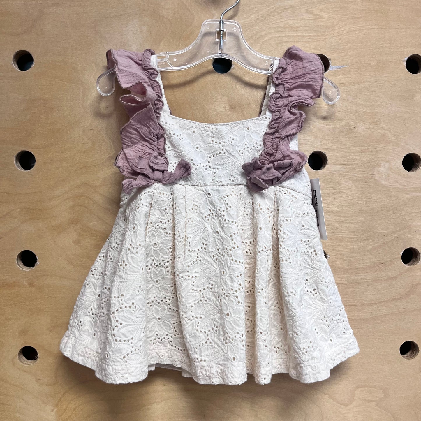 Cream/Plum Eyelett Dress & Bloomers