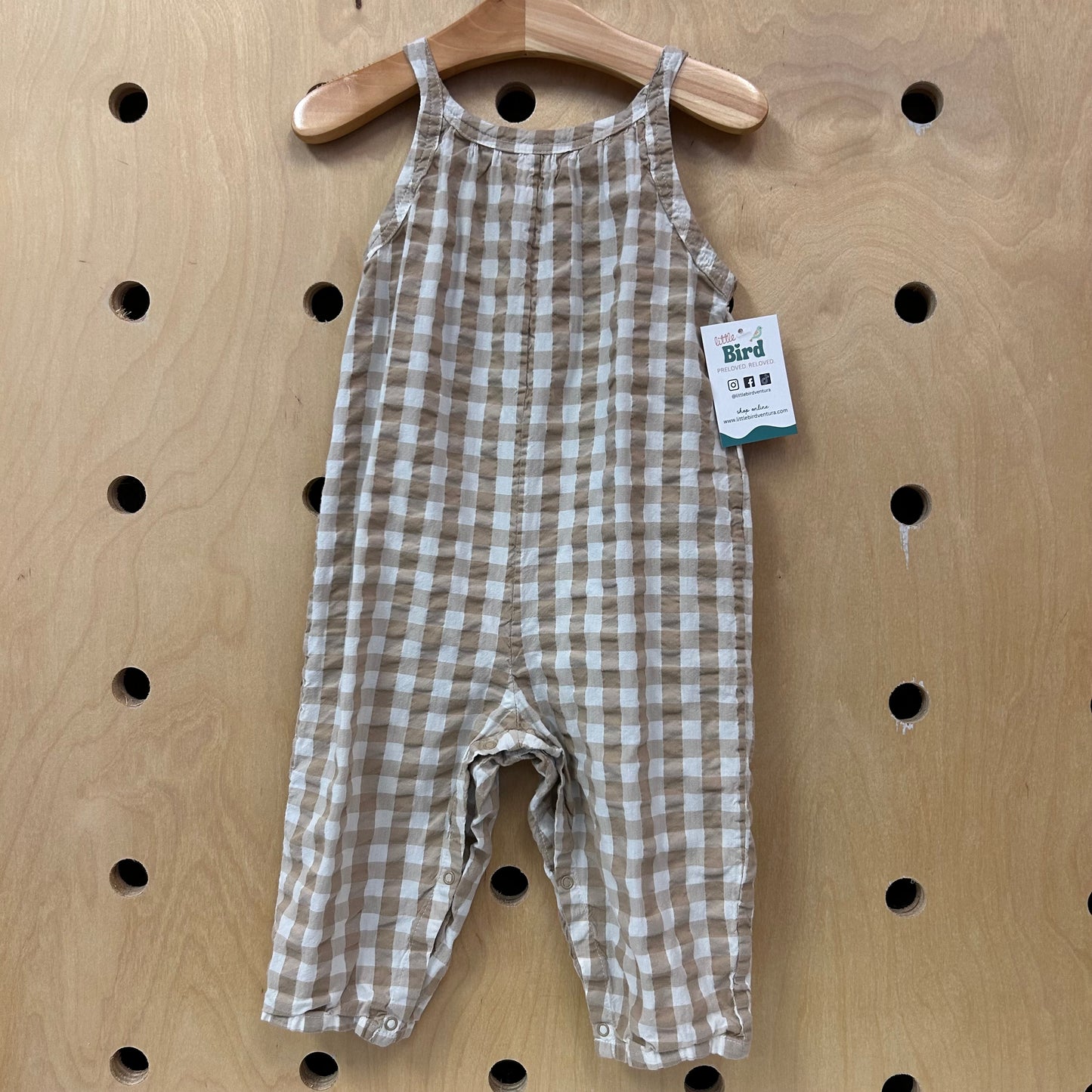 Tan Gingham Romper