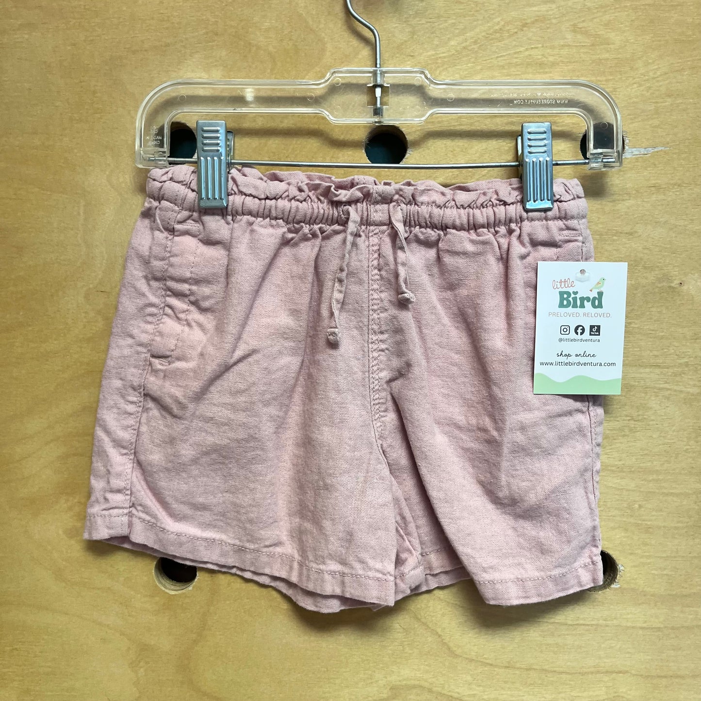 Pink Linen Blend Shorts