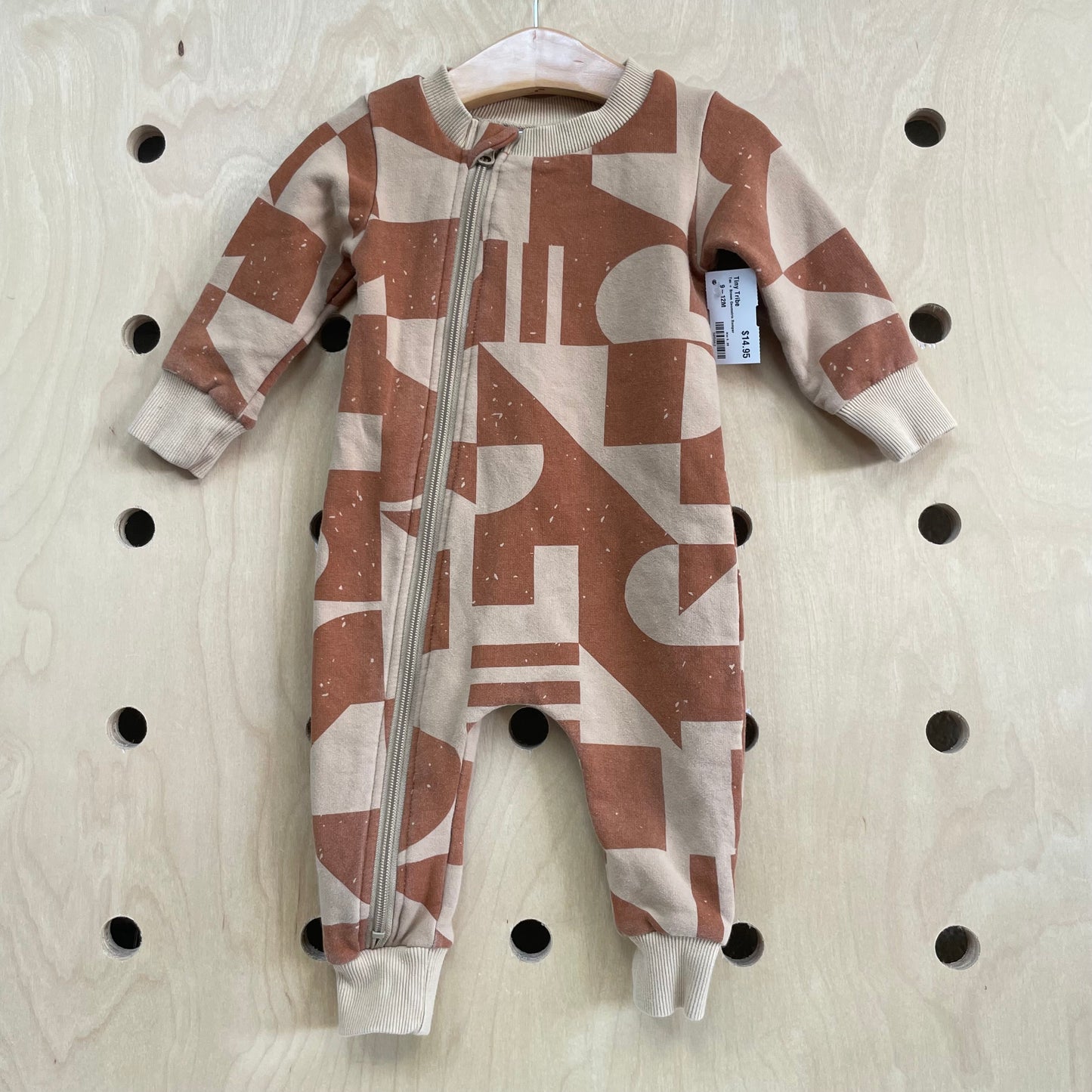 Tan + Brown Geometric Romper