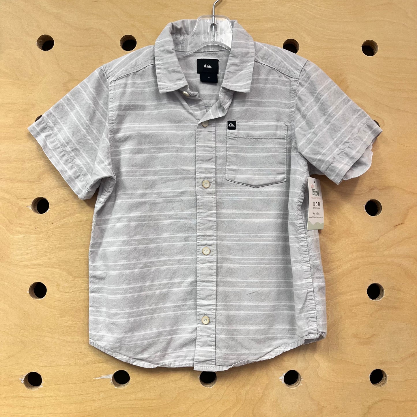 Grey Striped Cotton Button Up
