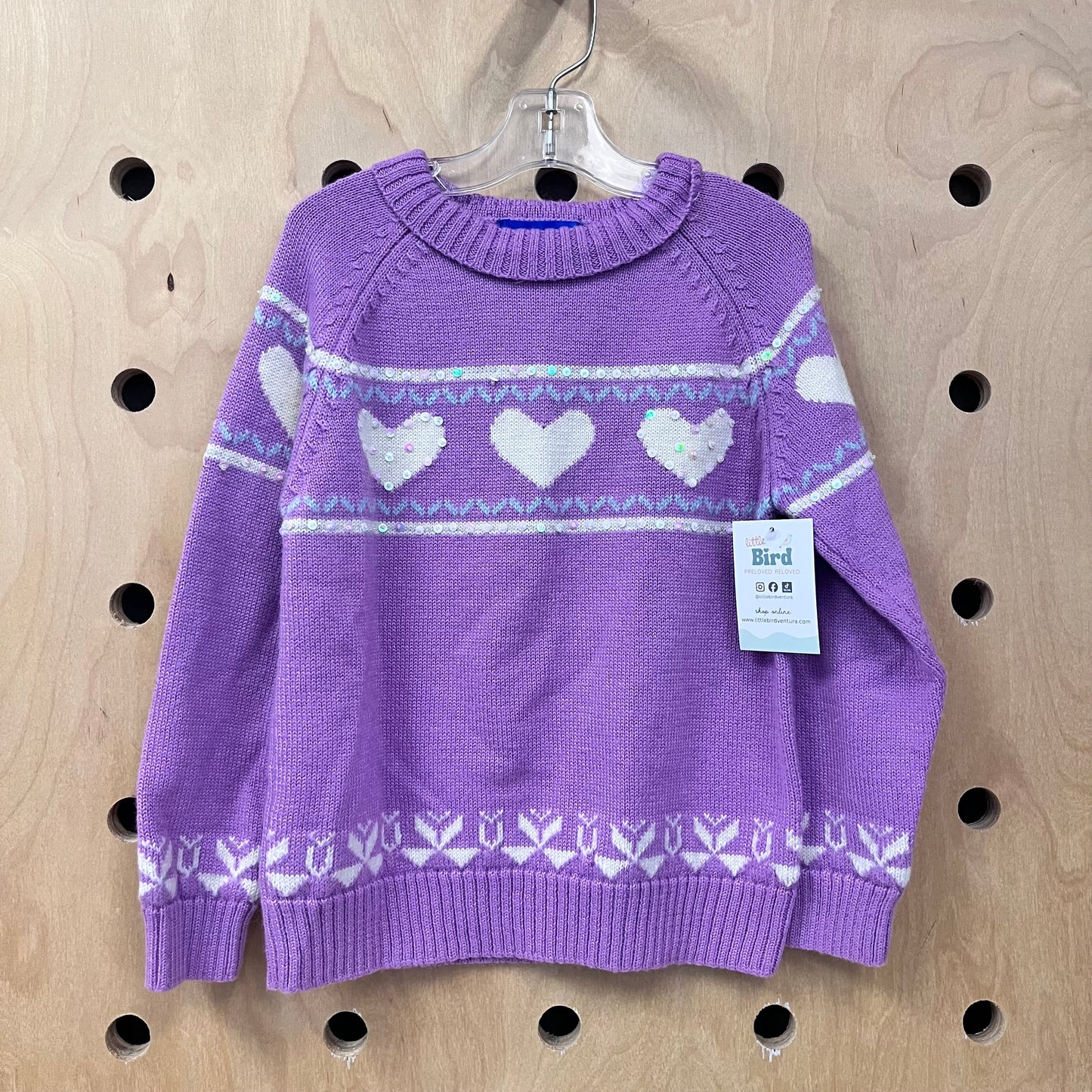 Purple Sequin Heart Sweater