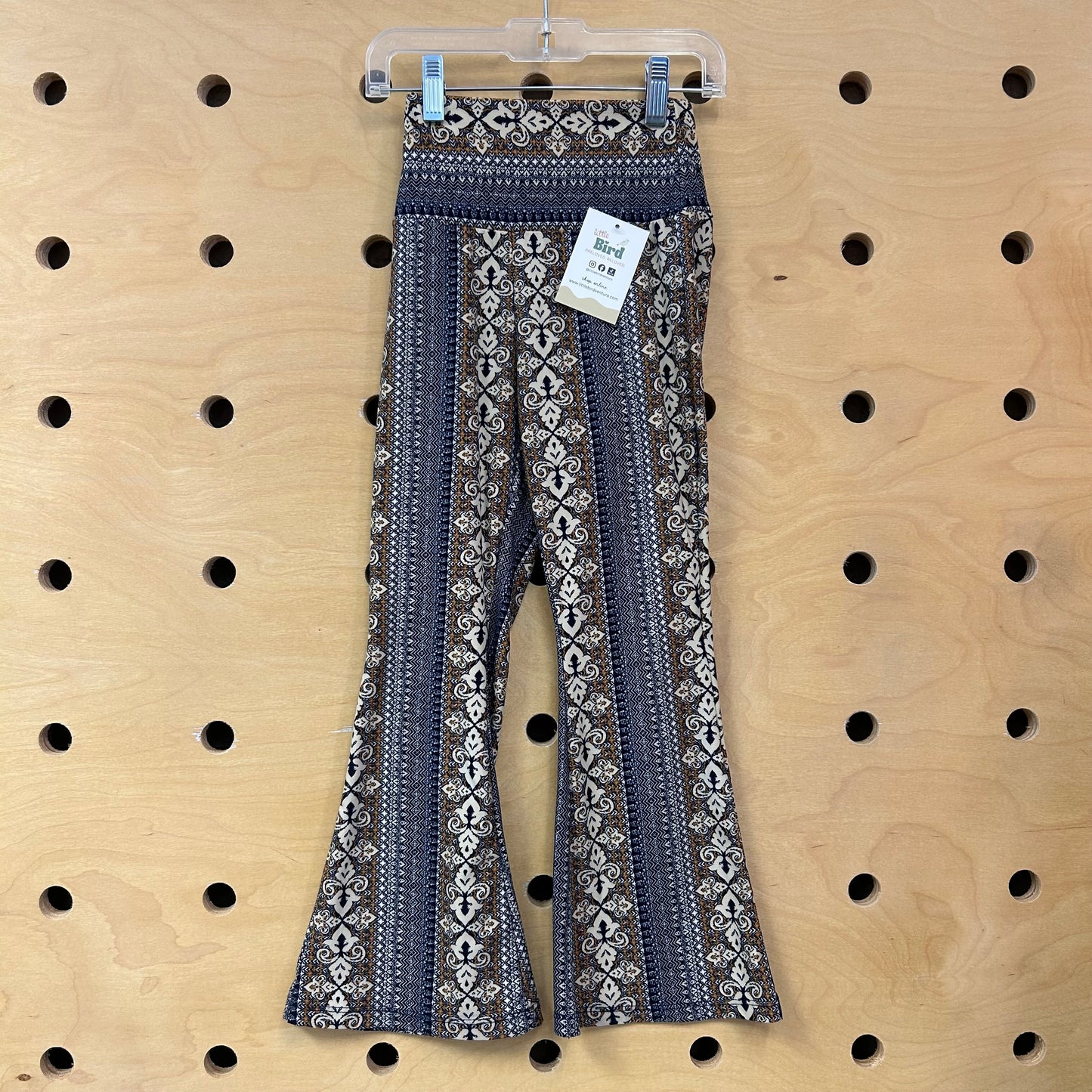 Blue Damask Flare Leggings