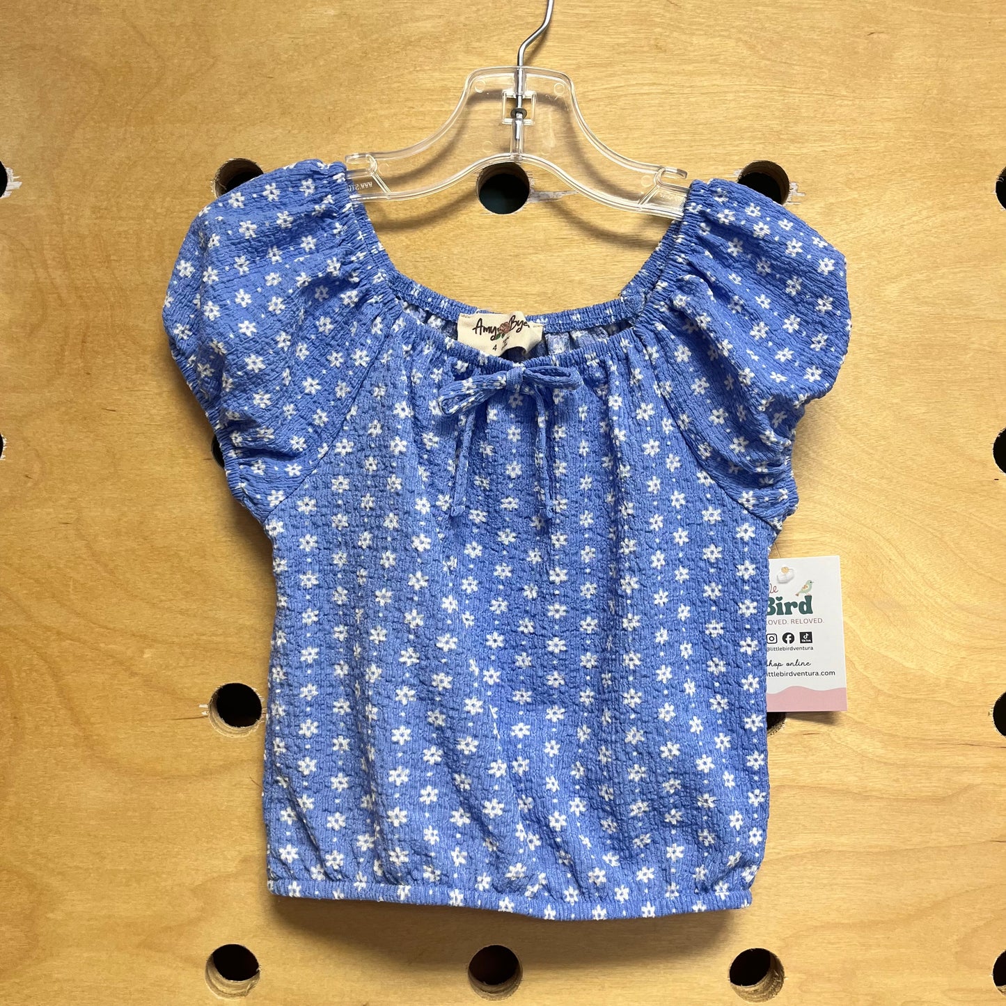 Blue/White Floral Textured Top