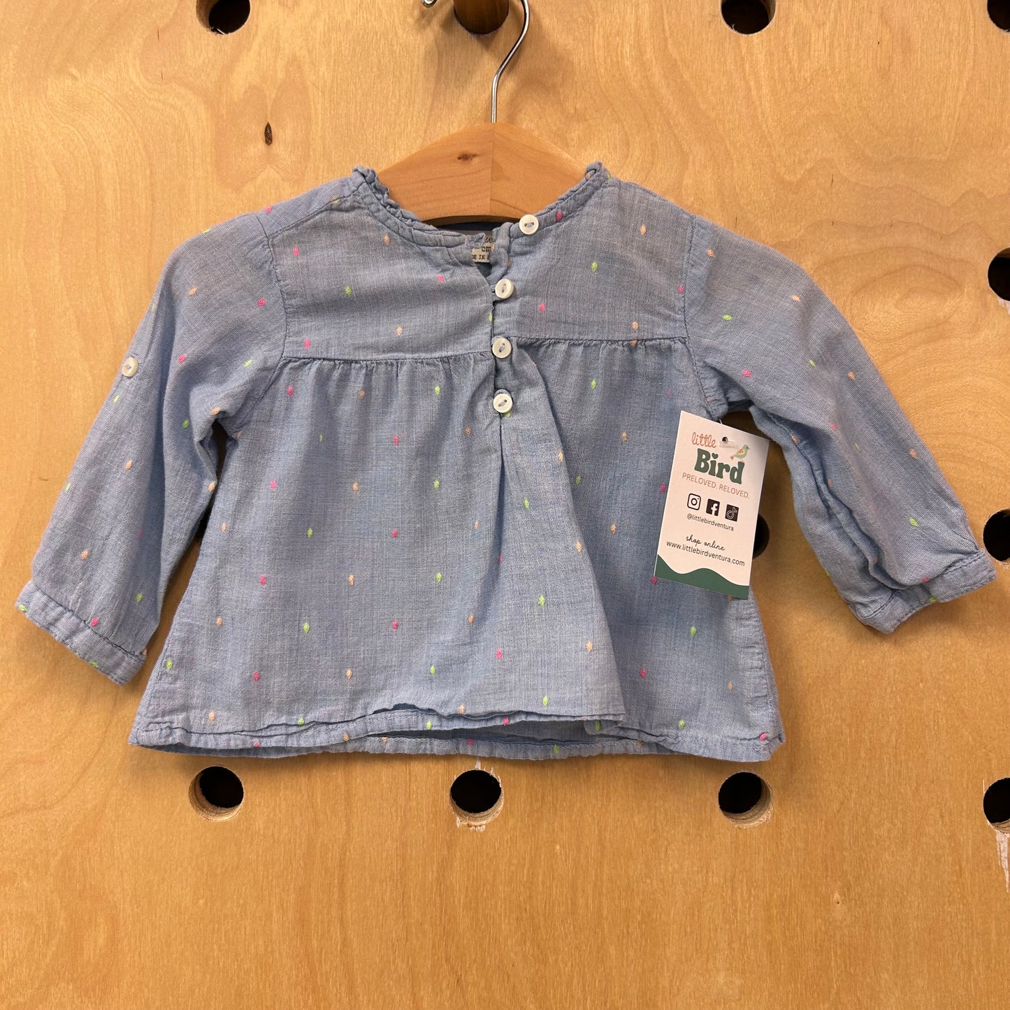 Chambray Neon Embroidery Top