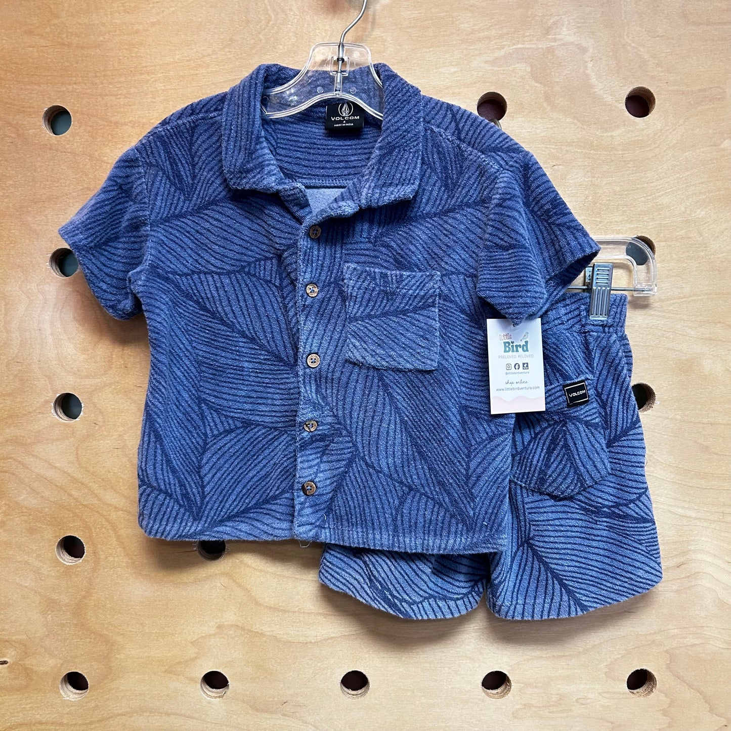 Blue Terry Button Up Outfit