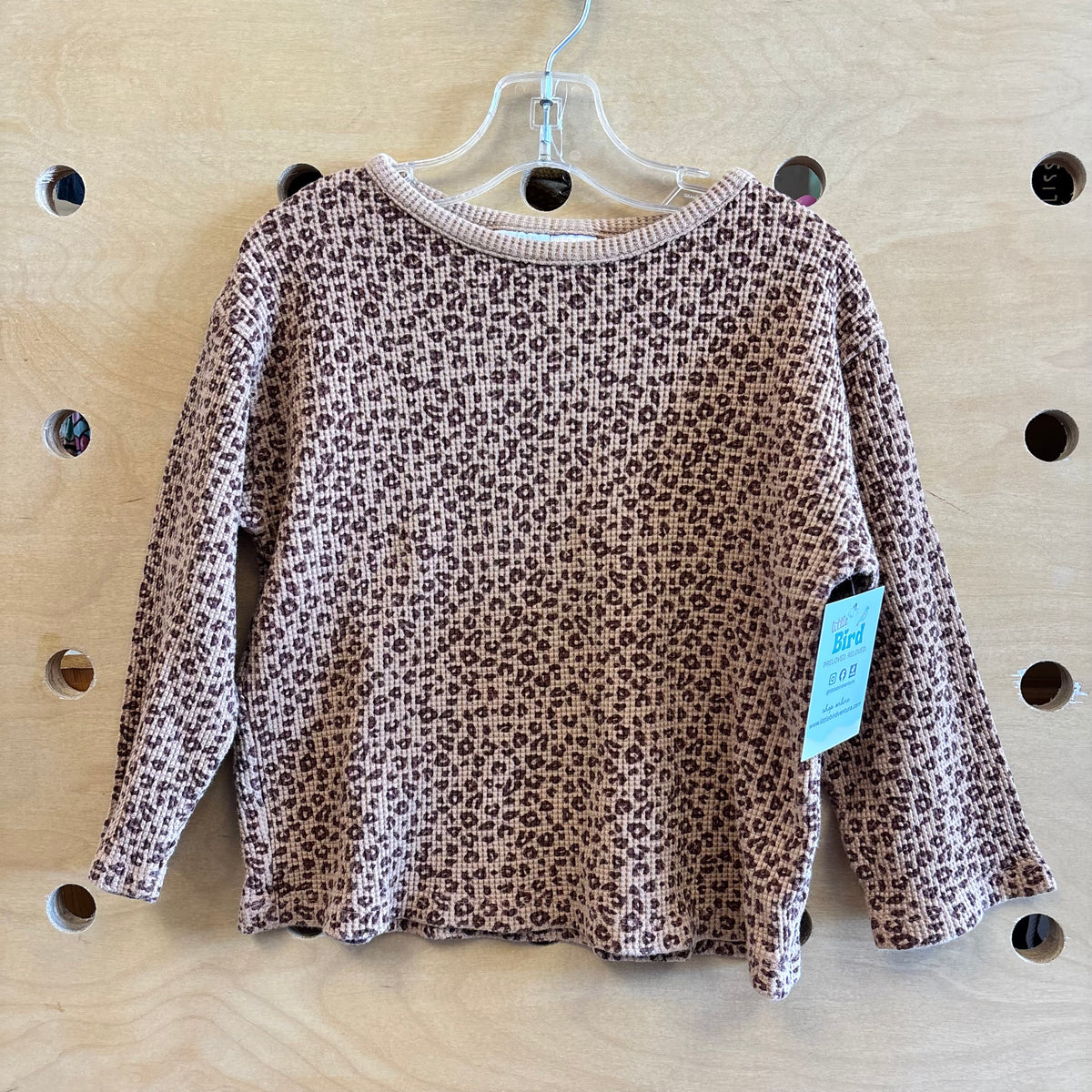 Brown Leopard Print Waffle Knit Top