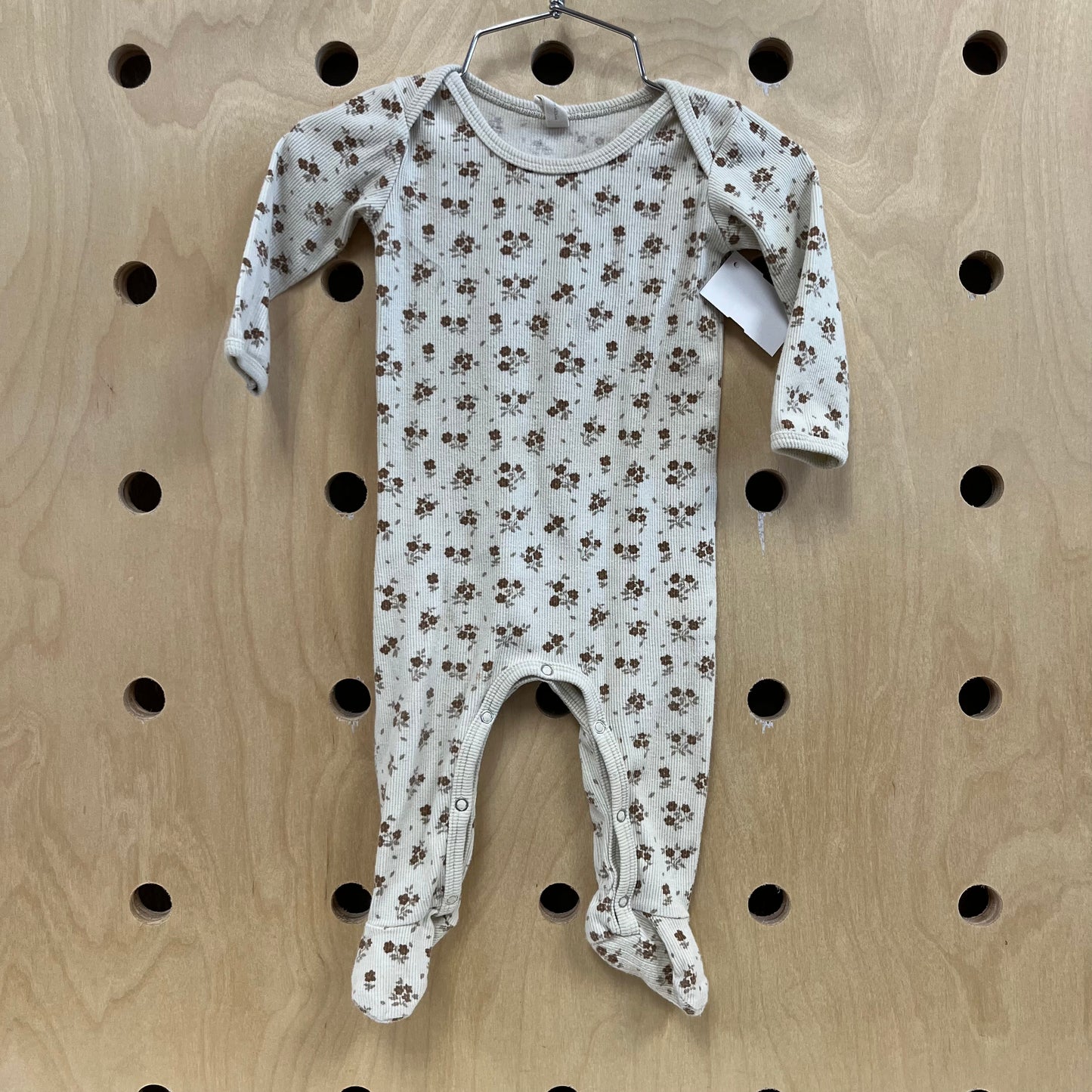Taupe & Brown Floral Ribbed Romper