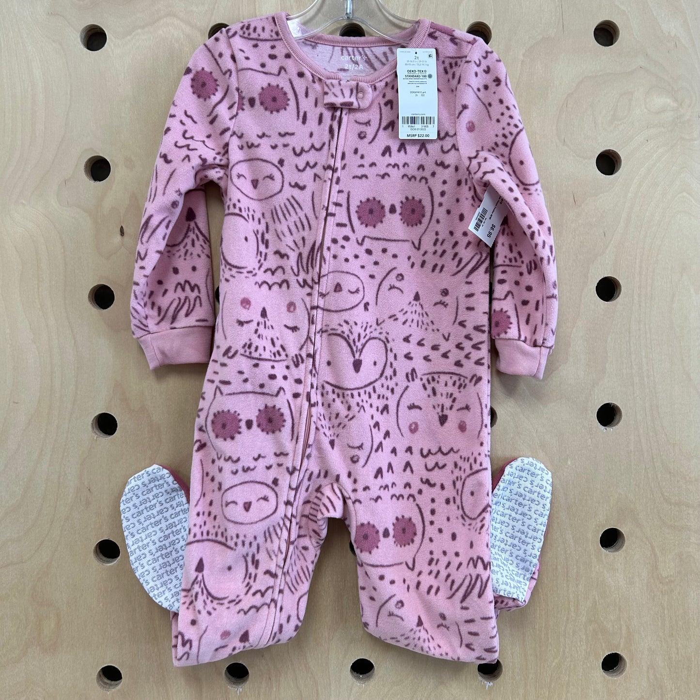 Pink Owls Fleece Footies NEW!