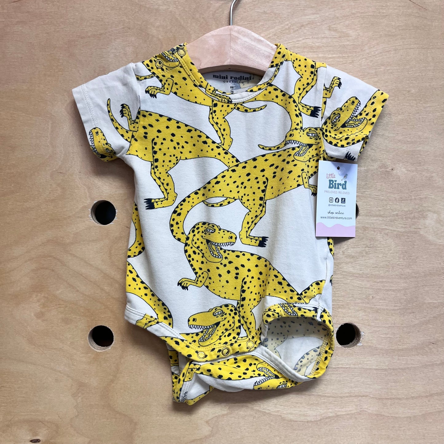 Organic Cream/Yellow Dino Bodysuit