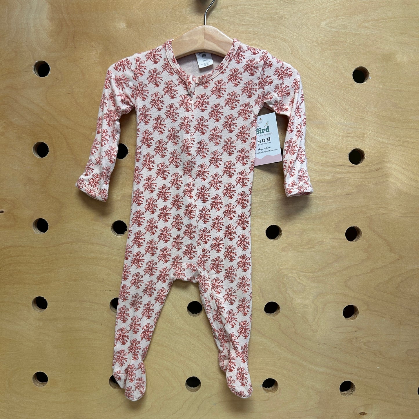 Pink Floral Bamboo Footies