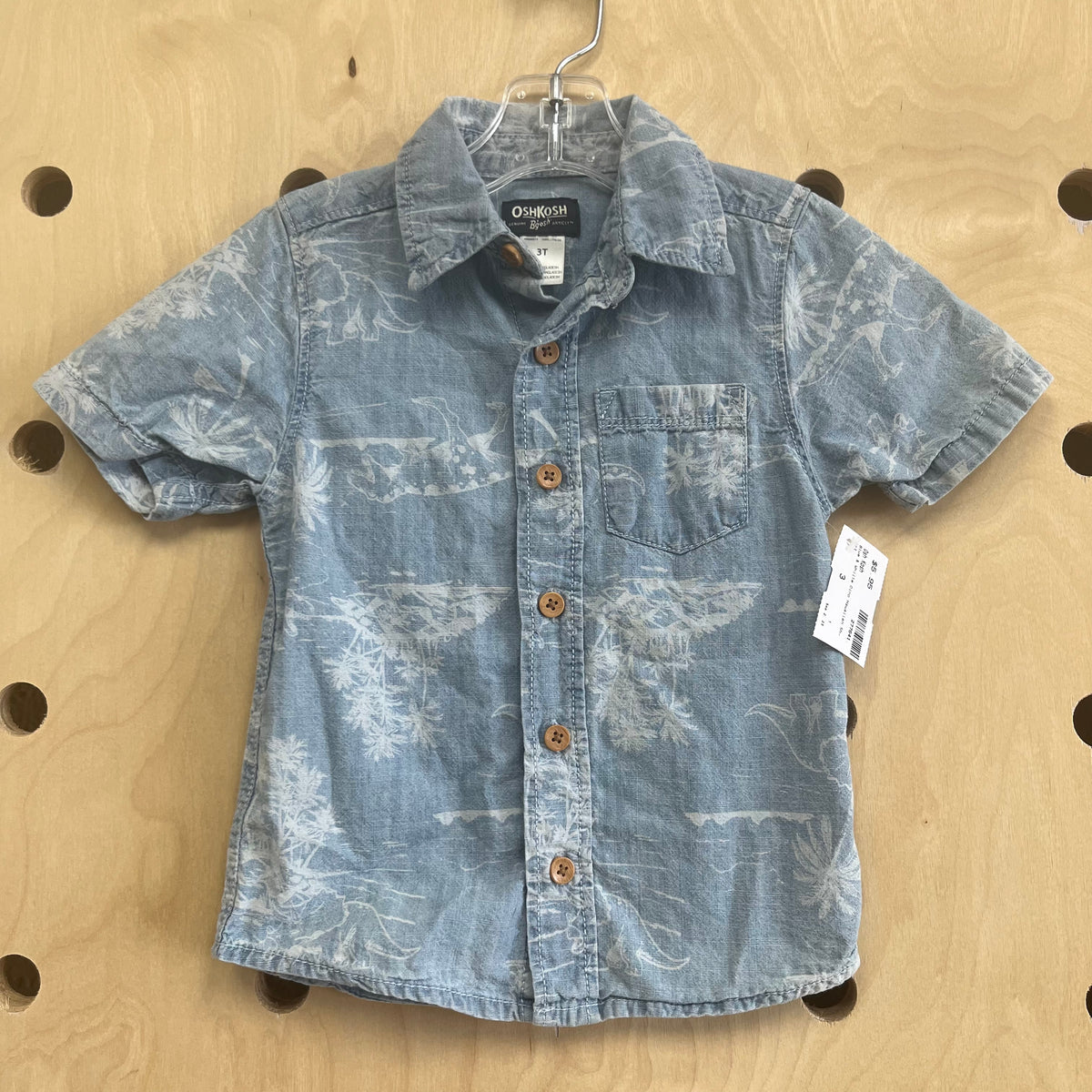 Blue & Whjite Dino Hawaiian Shirt