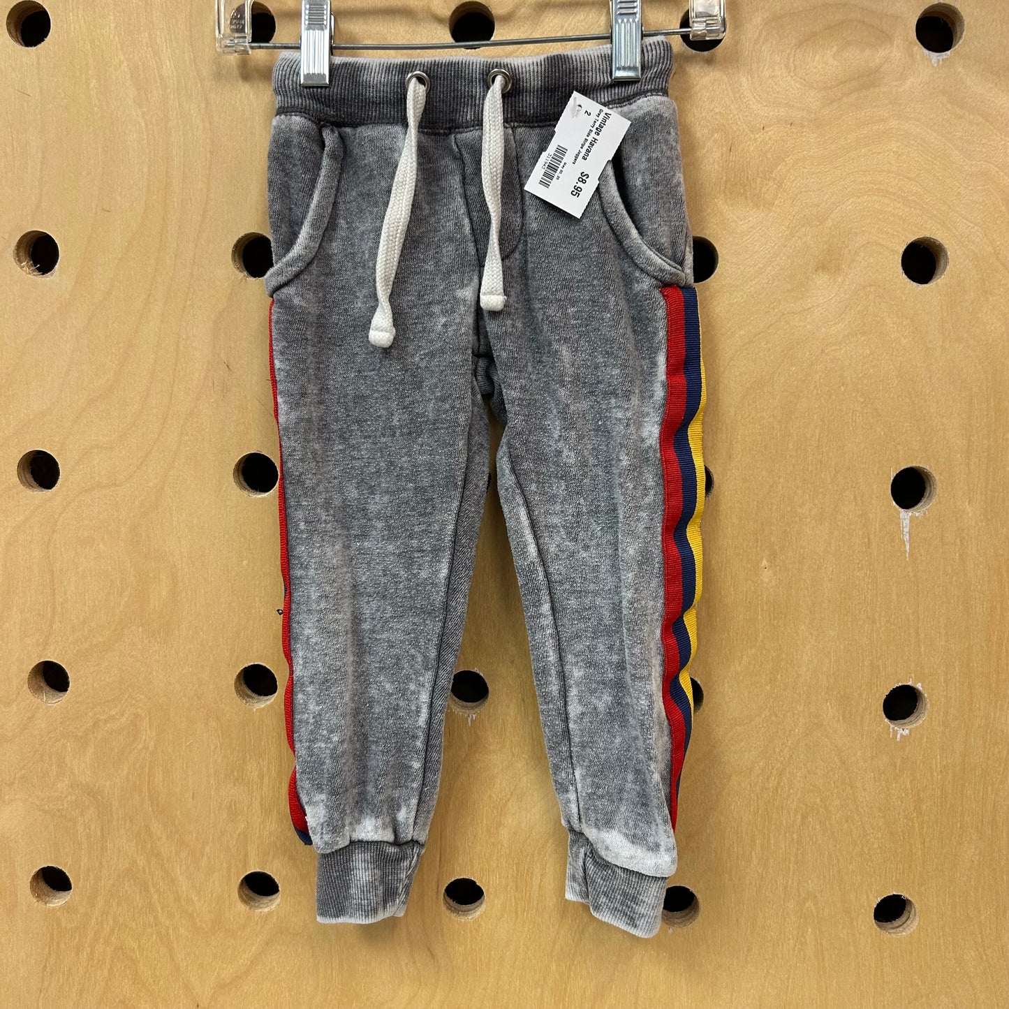 Grey Terry Side Stripe Joggers