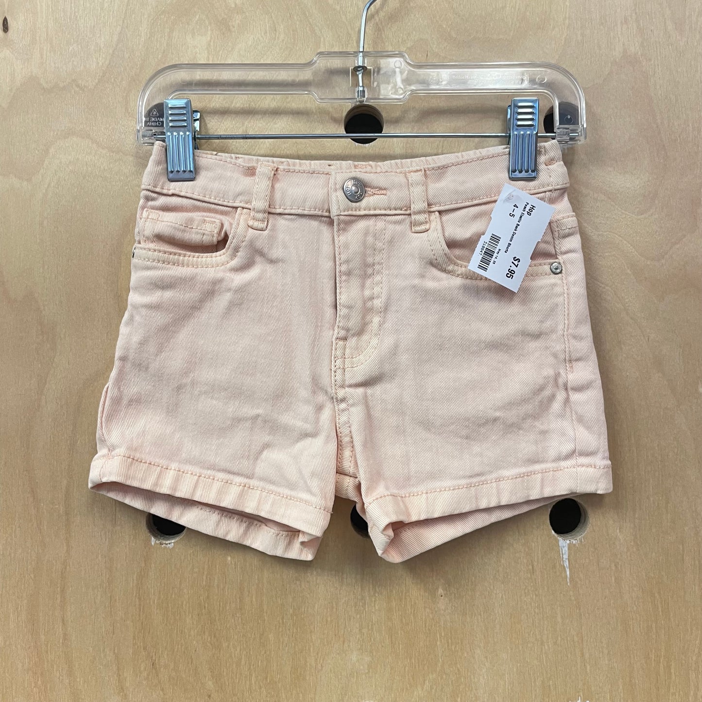 Peach Elastic Back Denim Shorts