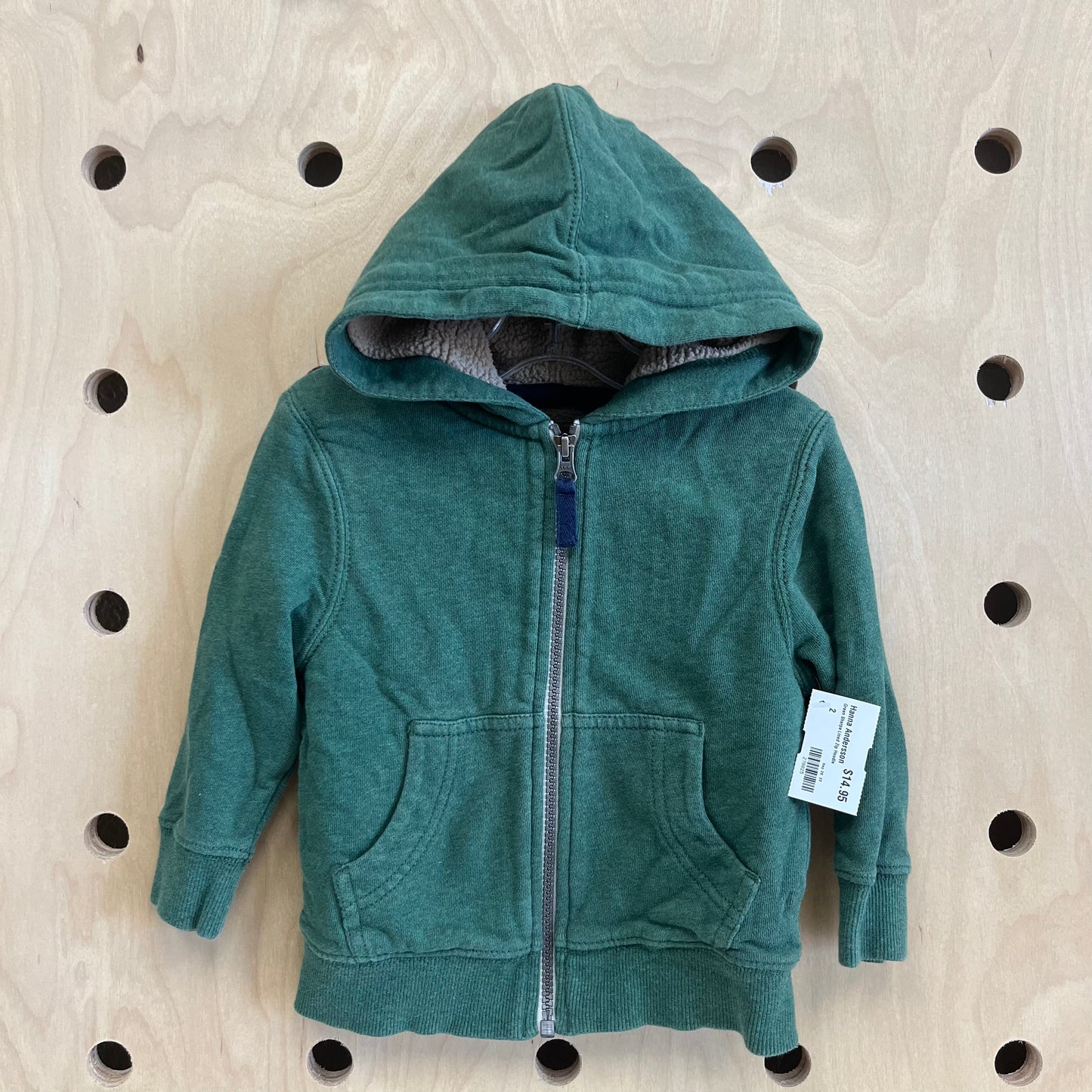 Green Sherpa Lined Zip Hoodie